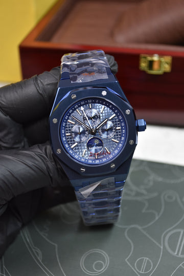 ROYAL OAK AUTO CALENDER PREPETUEL ALL BLUE