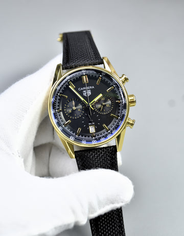 CARRERA TH20 NEW MODEL CHRONOGRAPH STRAP GOLD BLACK DAIL