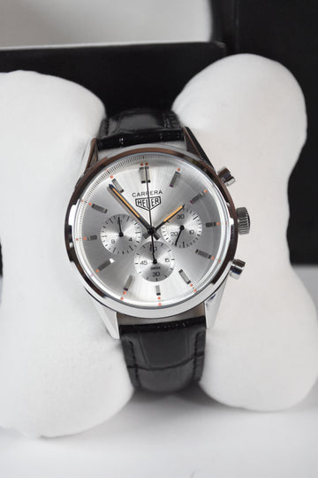CARRERA 100METERS CHRONOGRAPH STRAP SILVER WHITE
