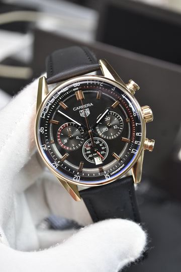 CARRERA PORSCHE 911 CHRONOGRAPH QUARTZ STRAP ROSE BLACK DAIL