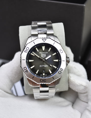 TAG AQUARACER AUTO NEW CHAIN SILVER GREY BLACK DAIL