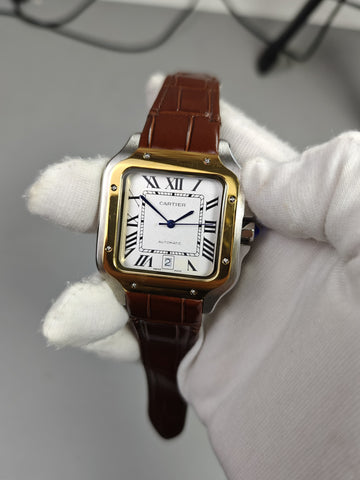 Santos Auto Strap Silver Gold White