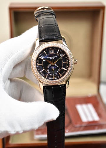 ANNUAL CALENDER AUTO 38MM ROSE BLACK STONE BAZZEL