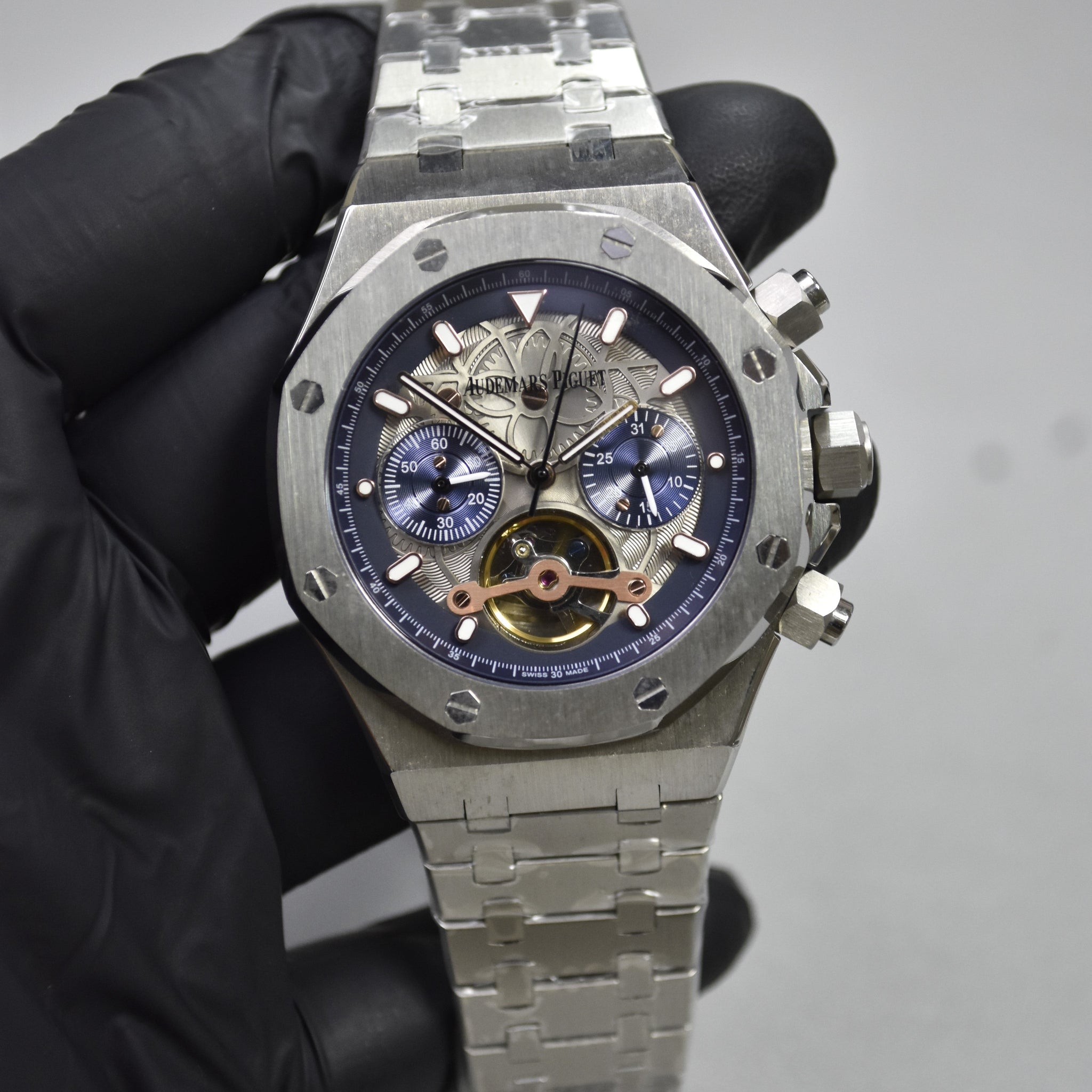 AP ROYAL OAK AUTO CHRONOGRAPH PENDULUM CHAIN SILVER GREY