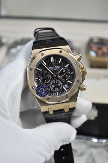 AP ROYAL OAK STRAP ROSE BLACK CHRONOGRAPH