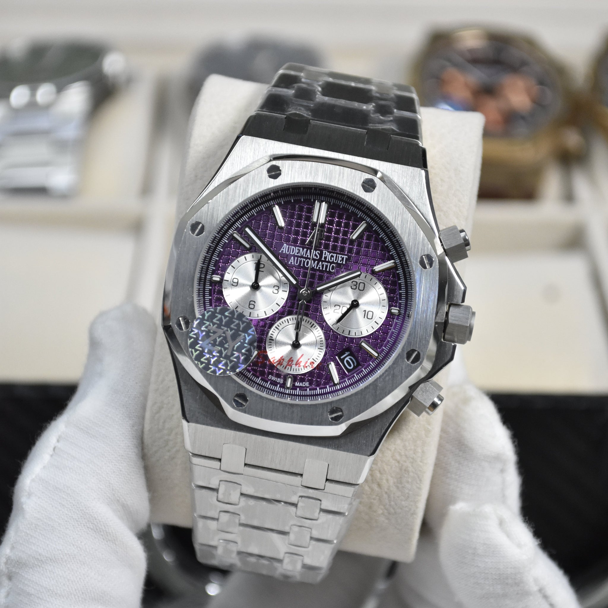 AP ROYAL OAK CHRONOGRAPH CHAIN PURPLE DAIL