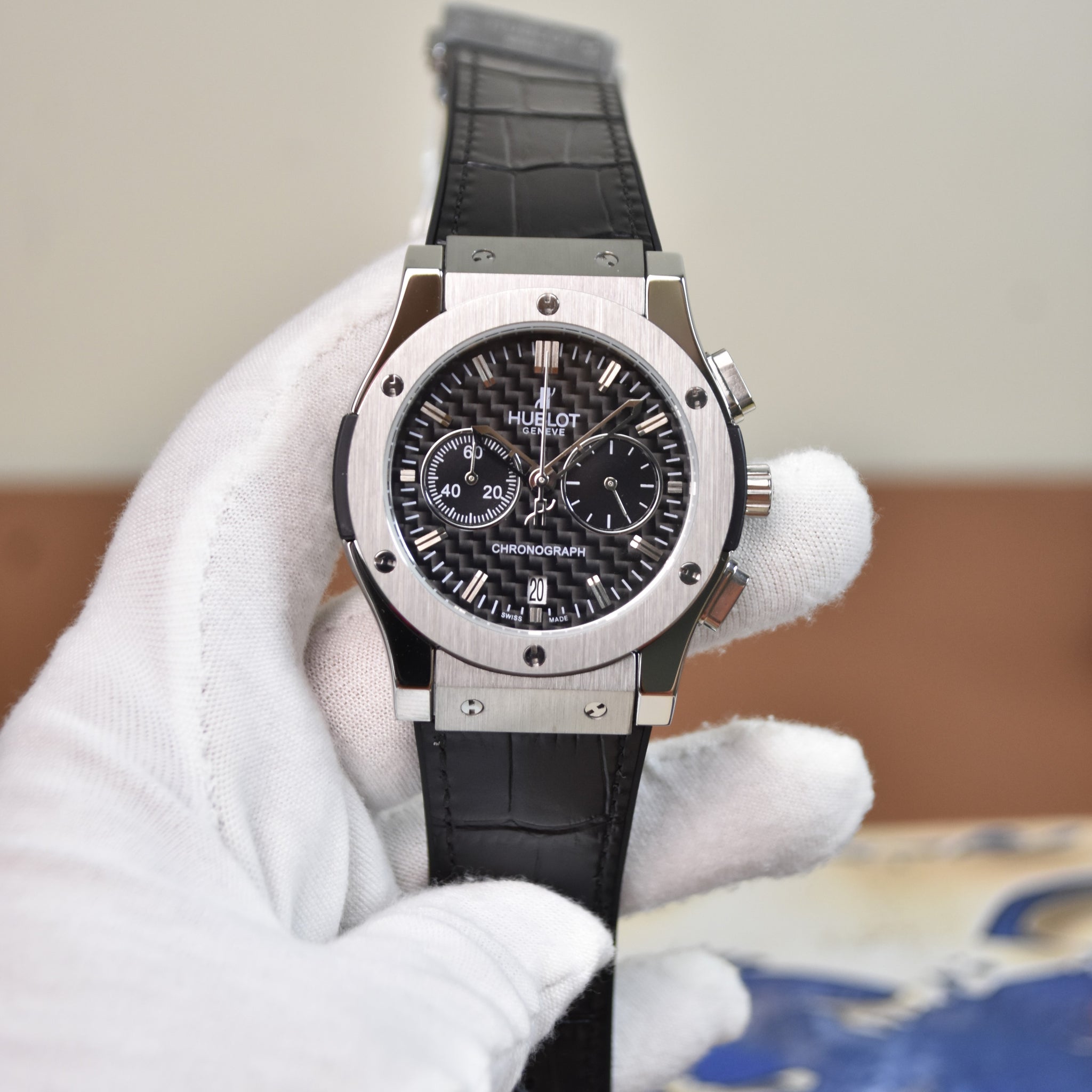 BIGBANG CHRONO STRAP SILVER BLACK DIAL