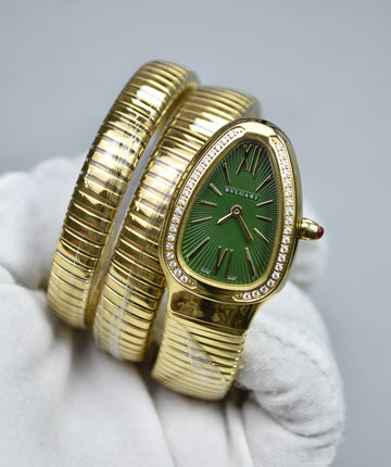 Snake Serpenti Tubogas Quartz Gold Green Dail