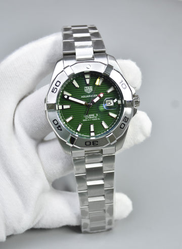 AQUARACER CALIBER 5 AUTO CHAIN SILVER GREEN DAIL