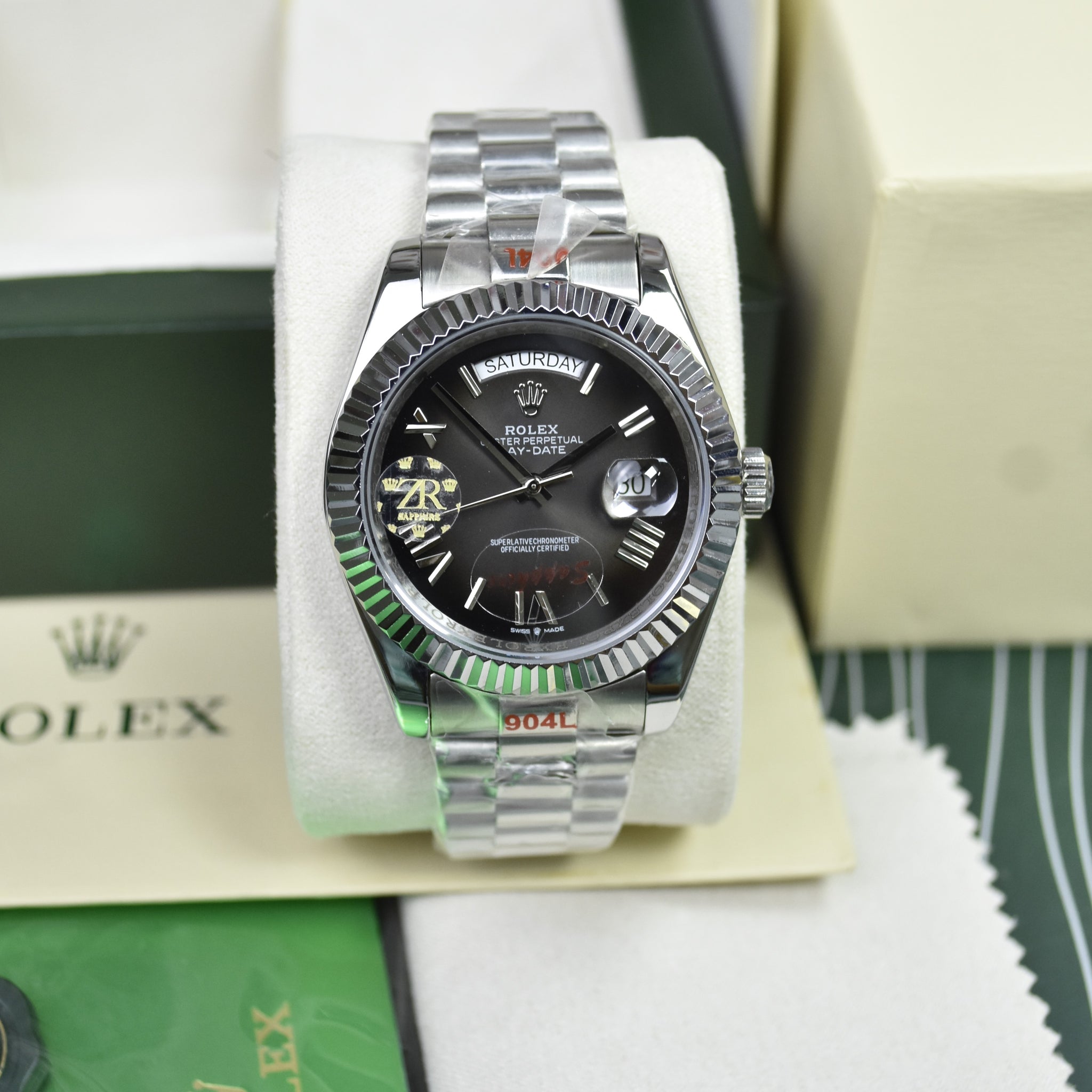 DAYDATE AUTO PRESIDENTIAL ROMAN SILVER GREY BLACK DAIL