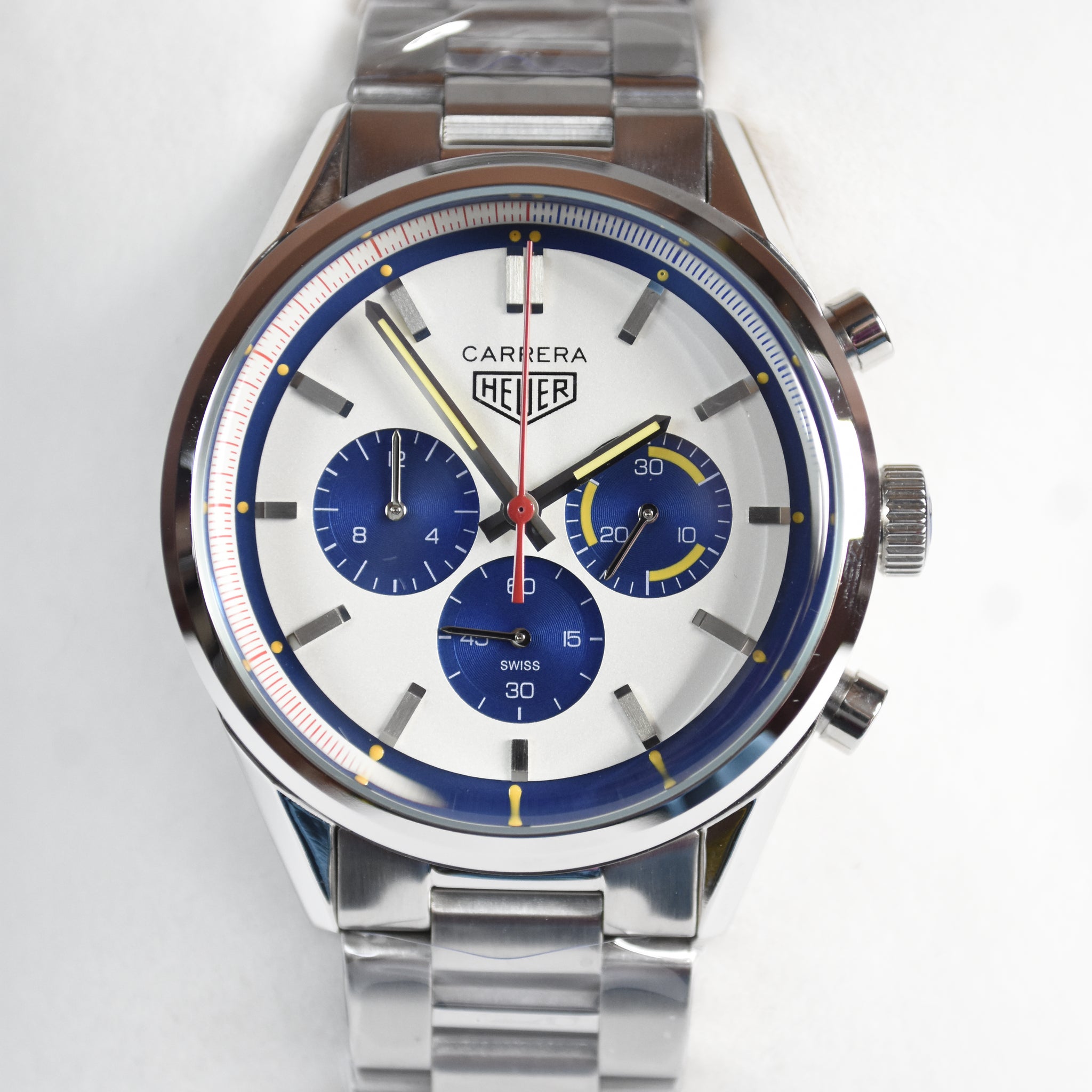 CARRERA 100METERS CHRONOGRAPH CHAIN SILVER WHITE BLUE