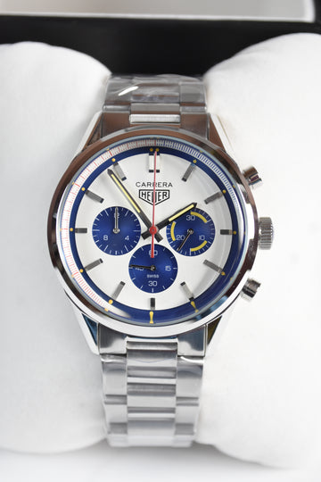 CARRERA 100METERS CHRONOGRAPH CHAIN SILVER WHITE BLUE