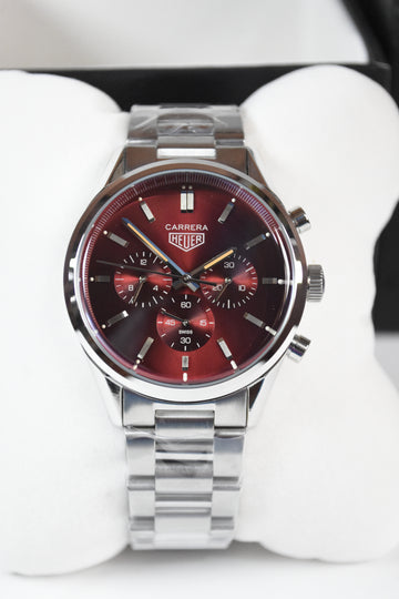 CARRERA 100METERS CHRONOGRAPH CHAIN SILVER RED DAIL