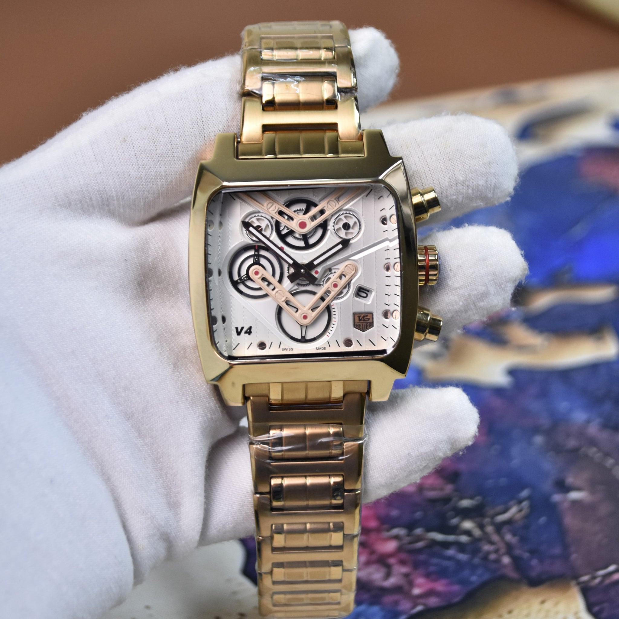 MONACO V4 CHRONO ROSE WHITE DAIL