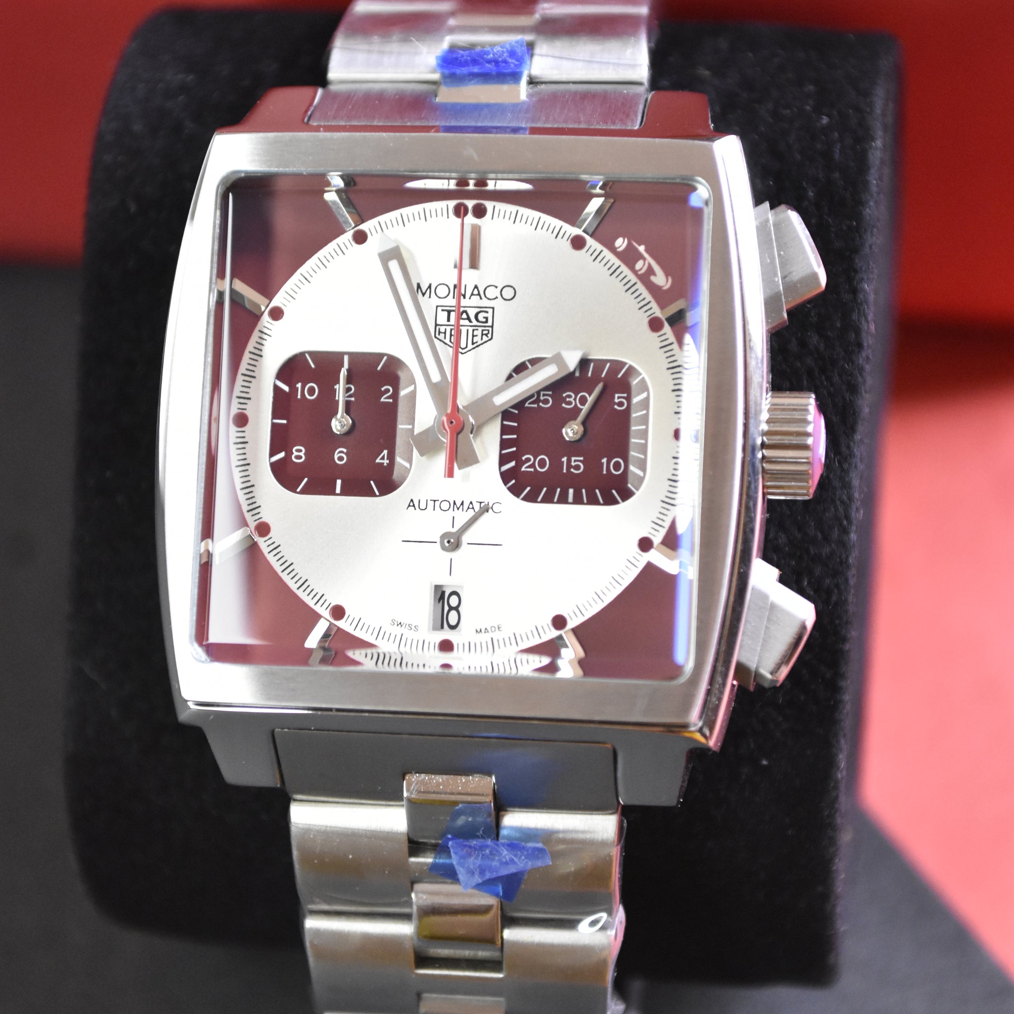 MONACO CHRONOGRAPH  SILVER RED WHITE DAIL