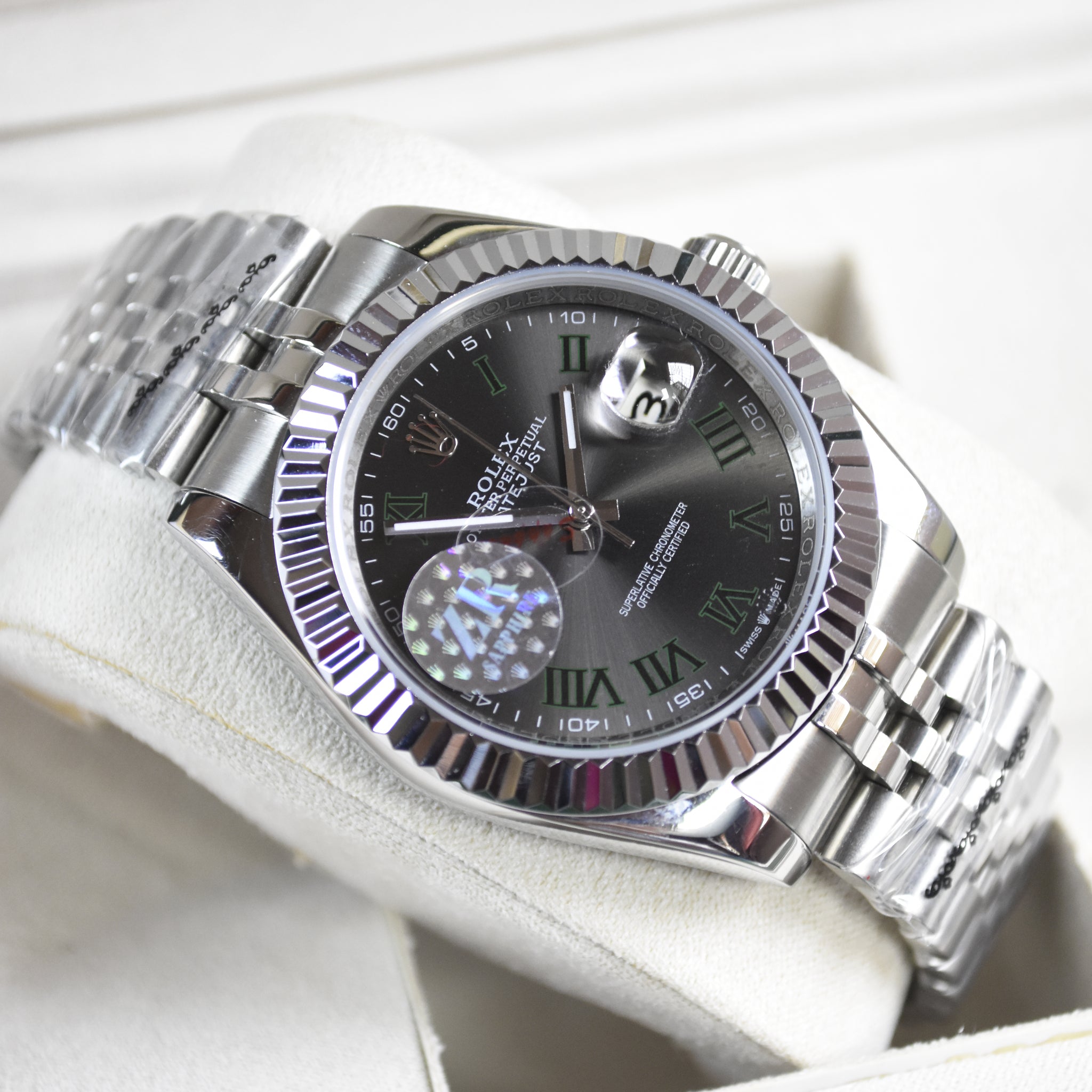 DATEJUST AUTO JUBLIE CHAIN WIMBLEDON SILVER GREY DAIL FLUTED