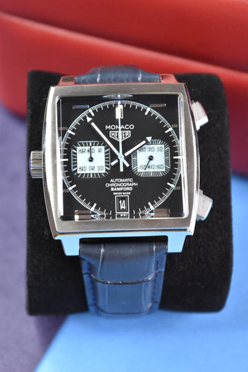 MONACO CHRONOGRAPH STRAP BLACK BLUE DAIL