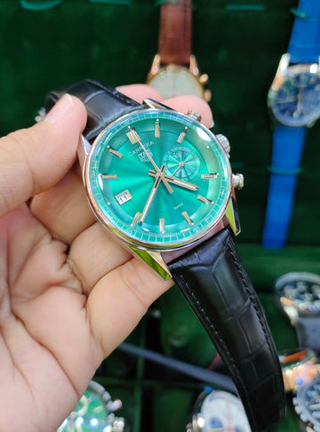 CARRERA DATO SIDE CHRONO QUART STRAP SILVER GREEN DAIL