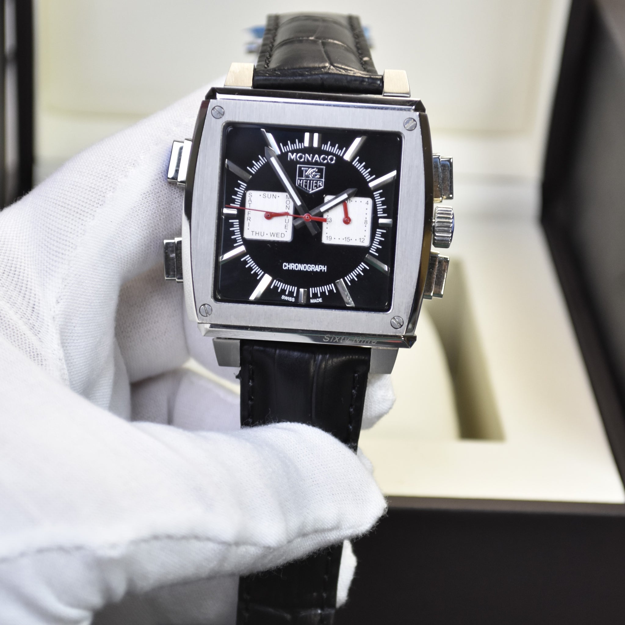 MONACO 69 DUAL FACE STRAP SILVER BLACK