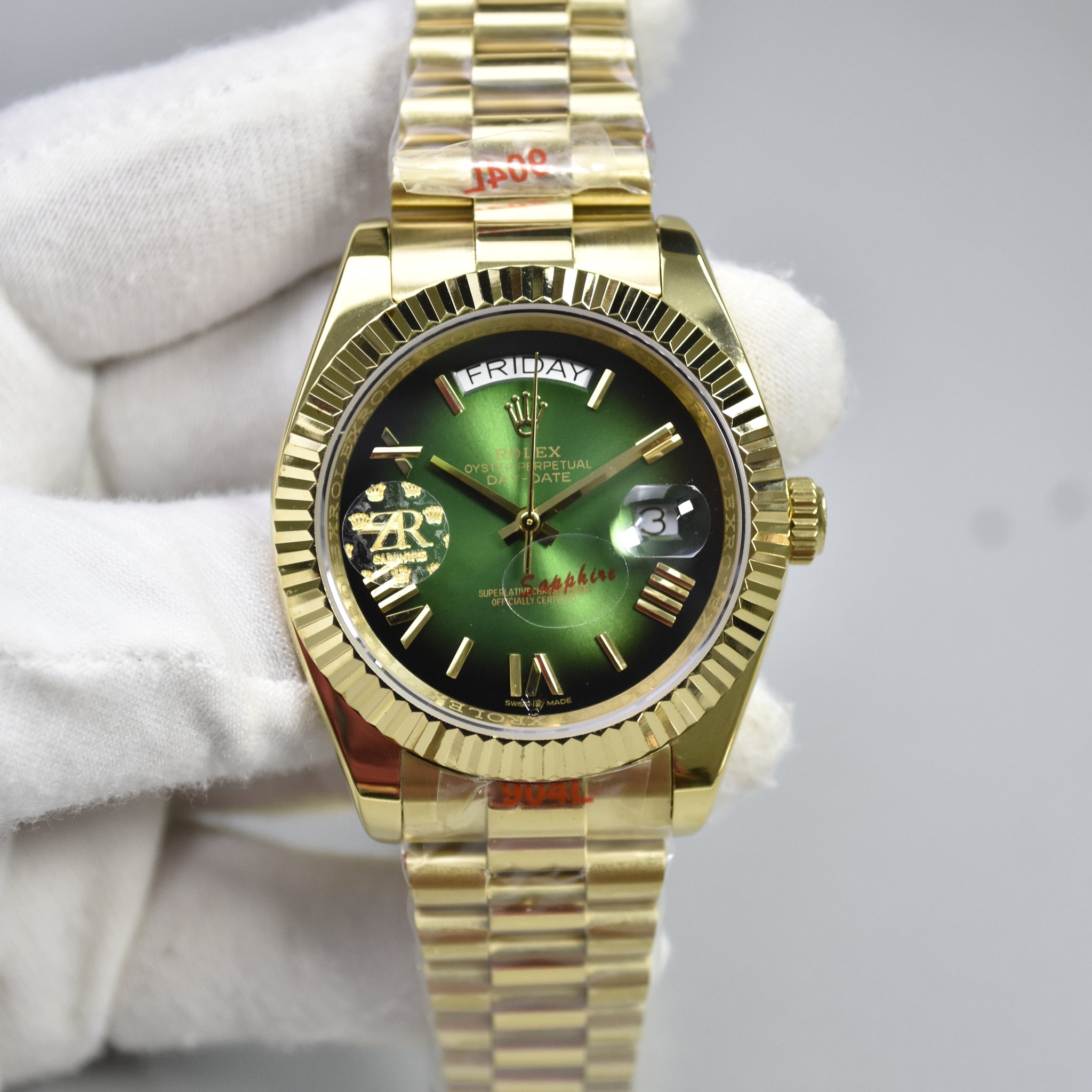 DAYDATE AUTO PRESIDENTIAL ROMAN GOLD GREEN BLACK DAIL (Copy)