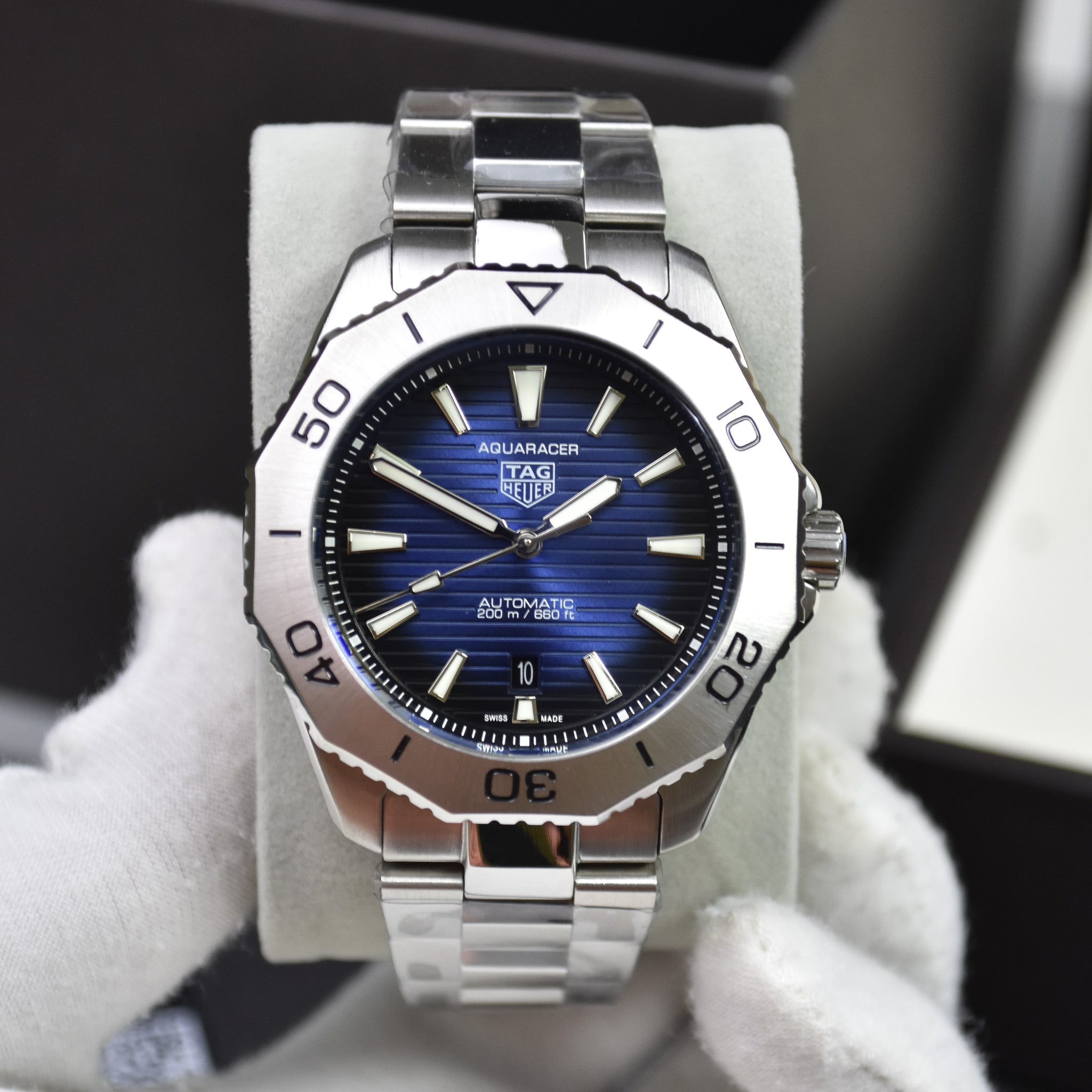 TAG AQUARACER AUTO NEW CHAIN SILVER BLUE BLACK DAIL