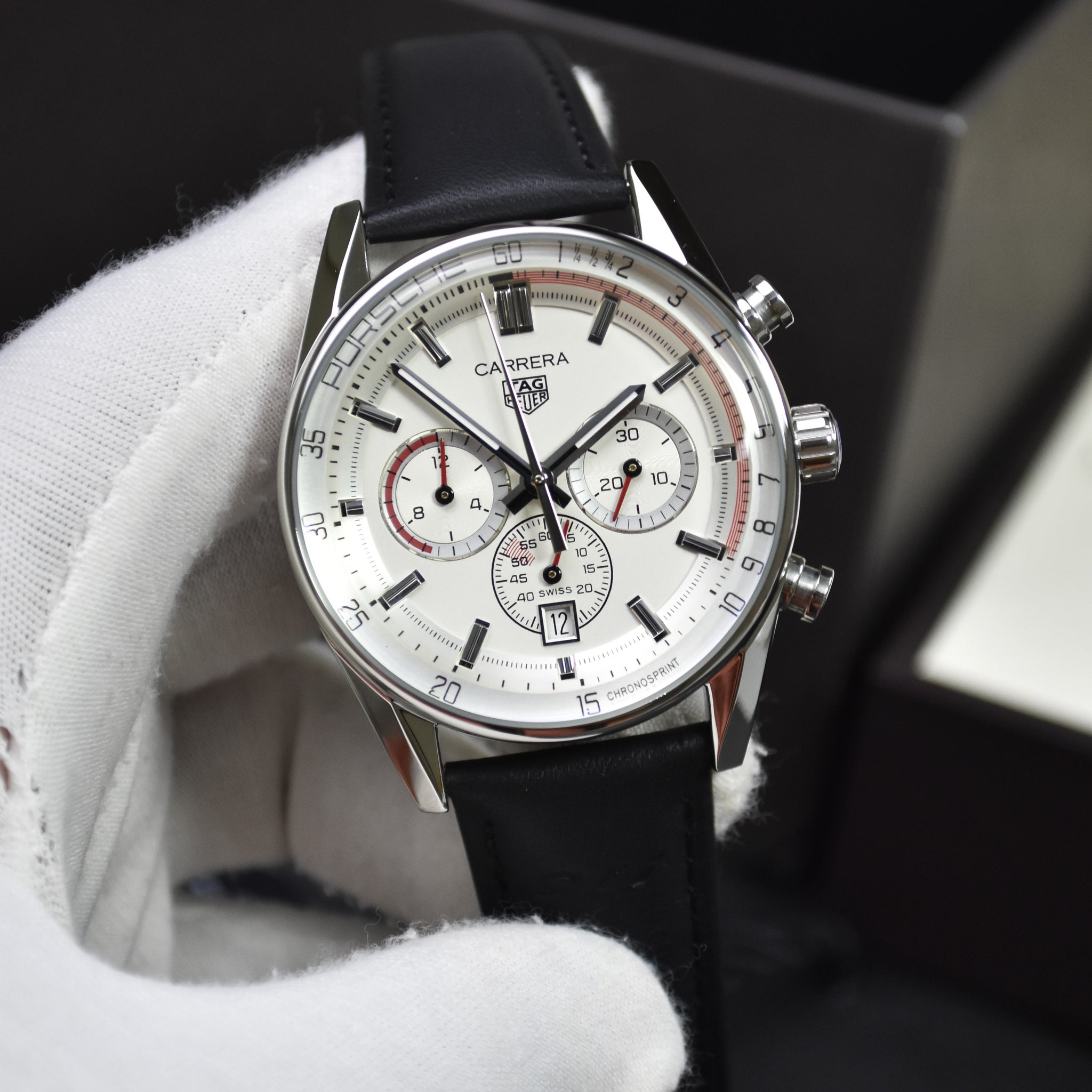 CARRERA PORSCHE 911 CHRONOGRAPH QUARTZ STRAP SILVER WHITE DAIL