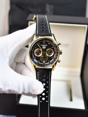 Porsche 911 New Chrono Quartz Strap Gold black Dial