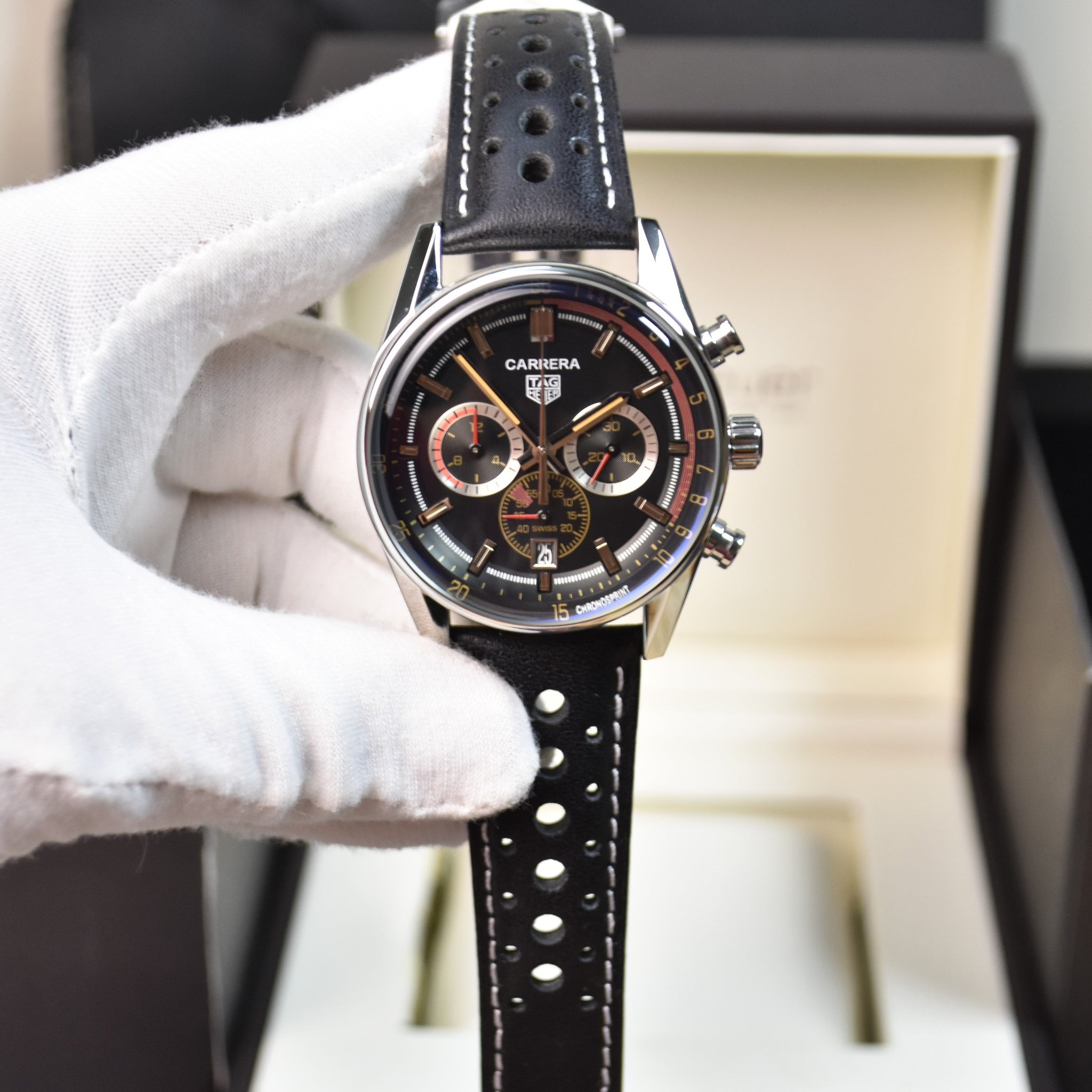 Porsche 911 New Chrono Quartz Strap Silver black Dial