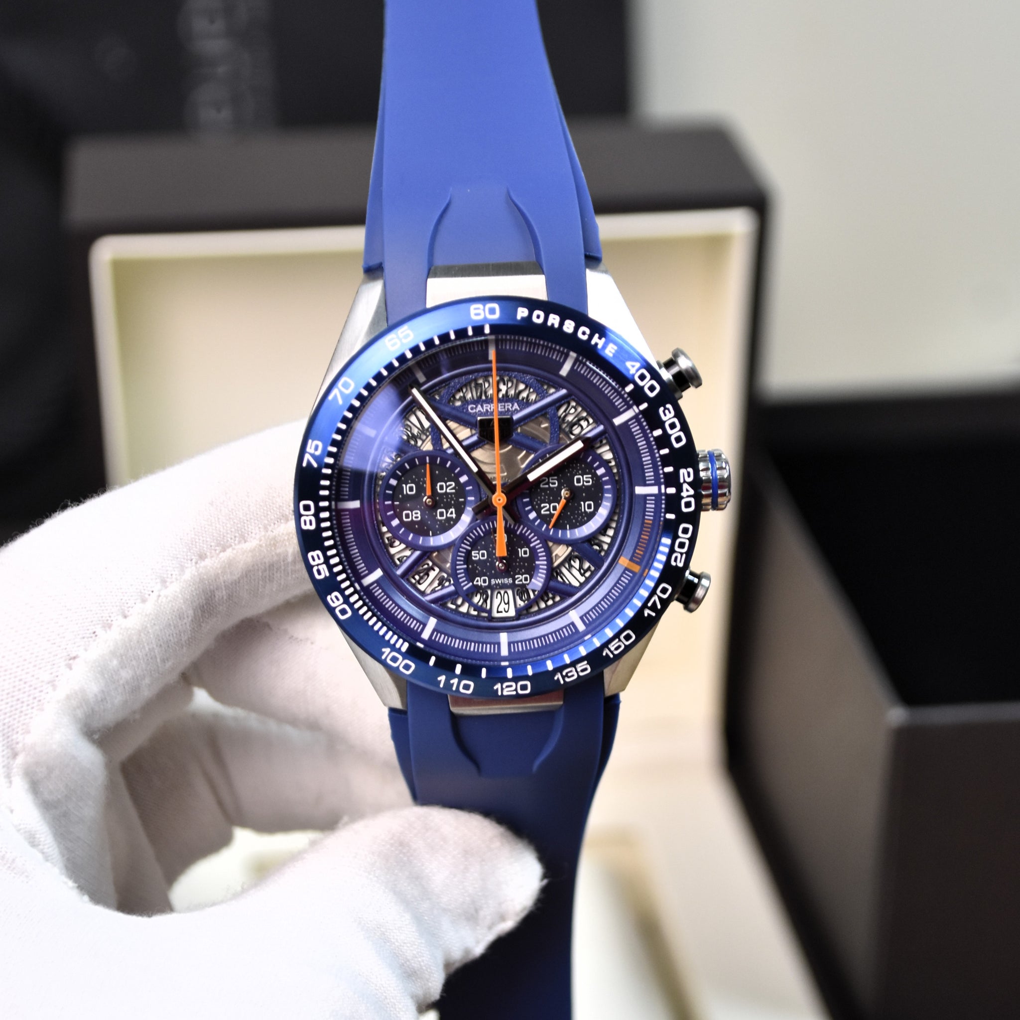 Porsche 963 New Chrono Quartz PVC Silver Blue