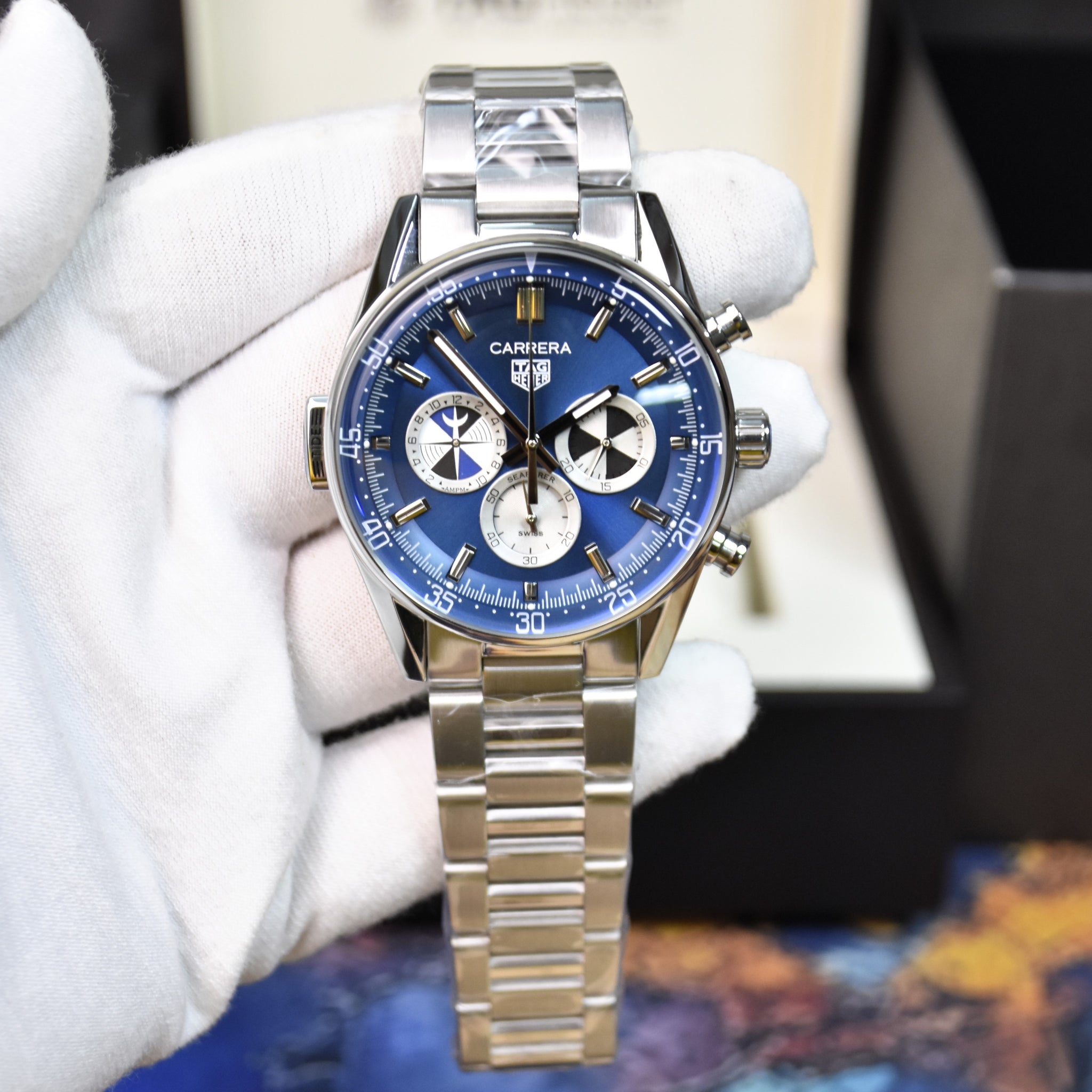 New Model Seafarer Quartz Chrono Chain Silver Blue Dial