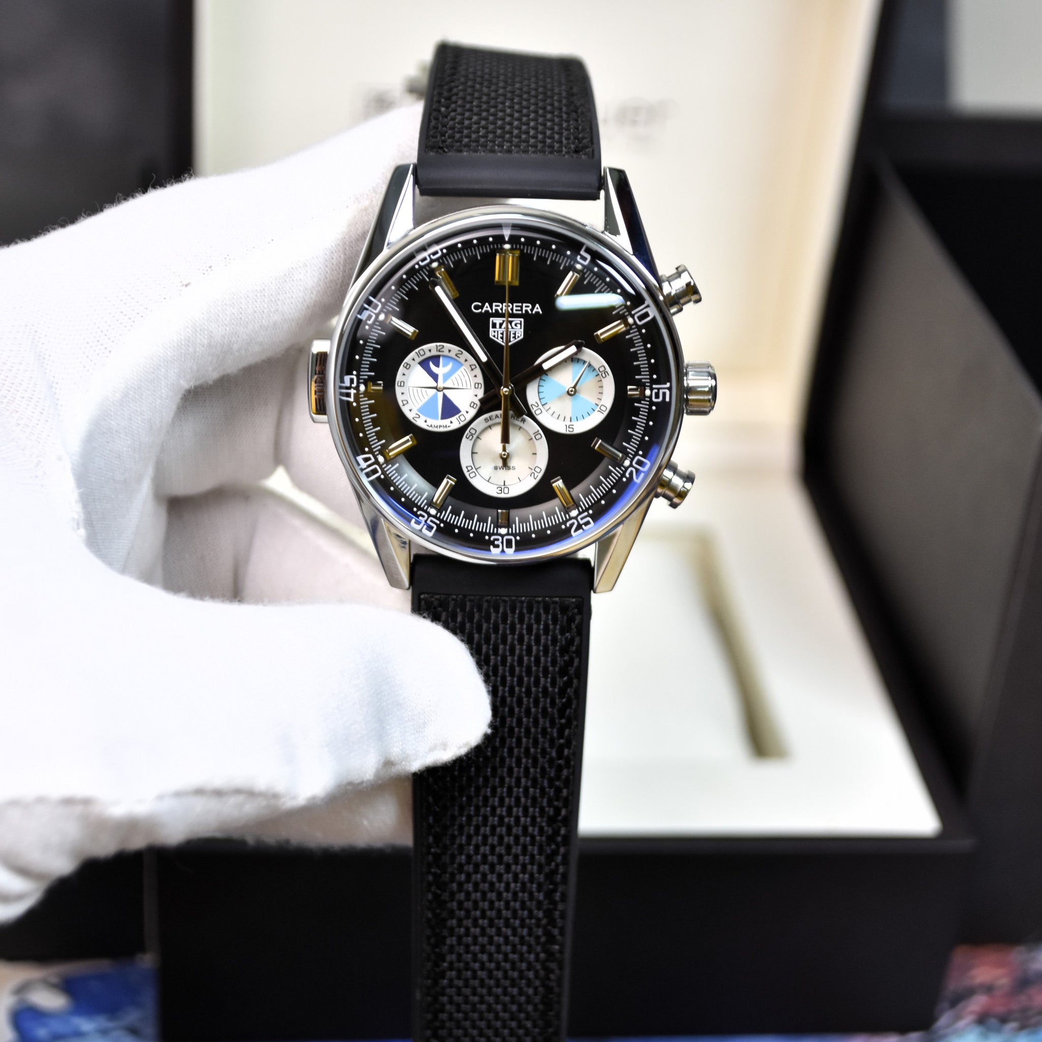 New Model Seafarer Quartz Chrono PVC Silver Black Dial
