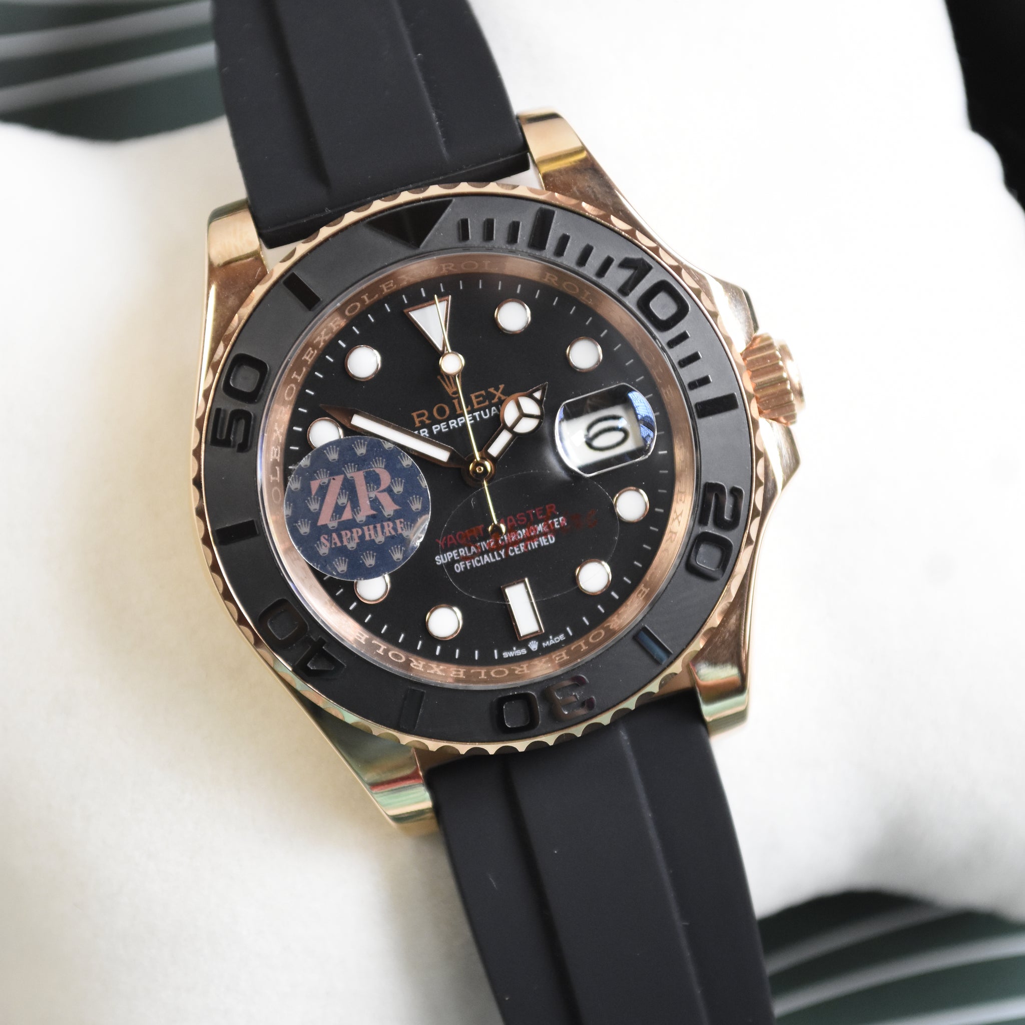 YACHT MASTER AUTO PVC STRAP ROSE BLACK